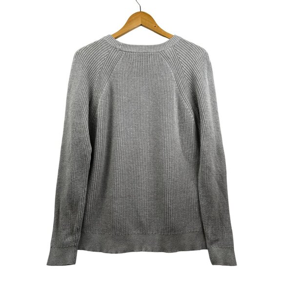 Vtg Lauren Ralph Lauren Sweater Womens L Gray Layered Shirttail Hem Cotton Knit - Picture 4 of 8